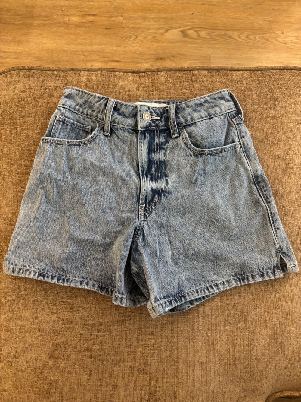 Hollister Light Blue Washed Denim High-Rise Shorts